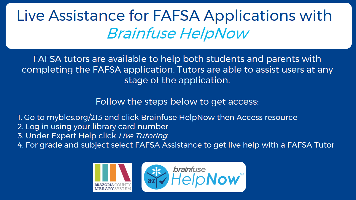 Brainfuse HelpNow: FASFA Assistance