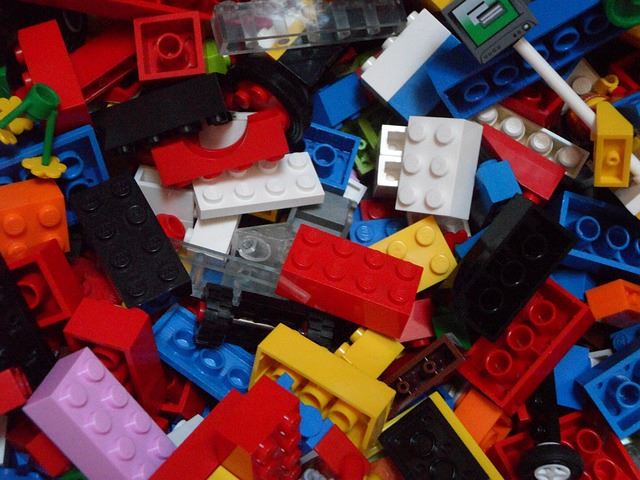various Lego pieces